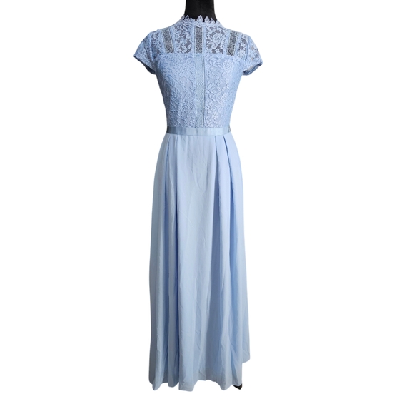 NWT Formal Chiffon & Lace Full Length Gown Bridesmaid Party Dress Small - Picture 7 of 11